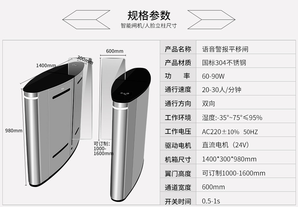 智能平移闸,人行通道闸,动态人脸识别